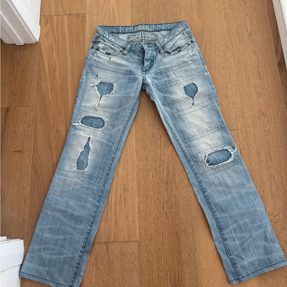 Robin's Jean Sky Blue Ripped Straight Leg Jeans
